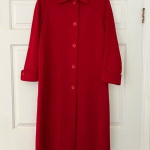 Red Buttoned Long Sleeve Notched Collar Jacket